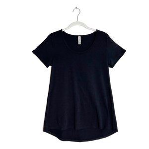 LuLaRoe Simply Comfortable Short Sleeve Hi-Lo Top in Black - Size XXS
